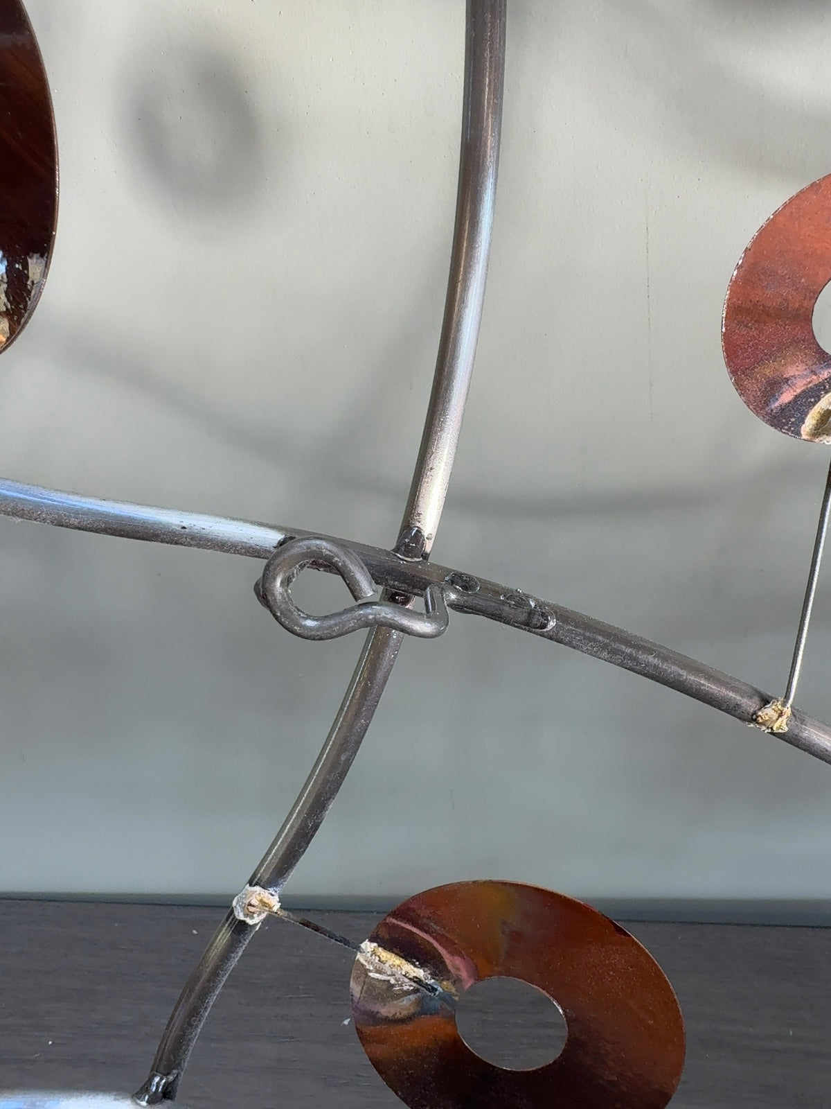 Curtis Jere Signed Metal Wall Sculpture Abstract Welded Steel & Copper Discs