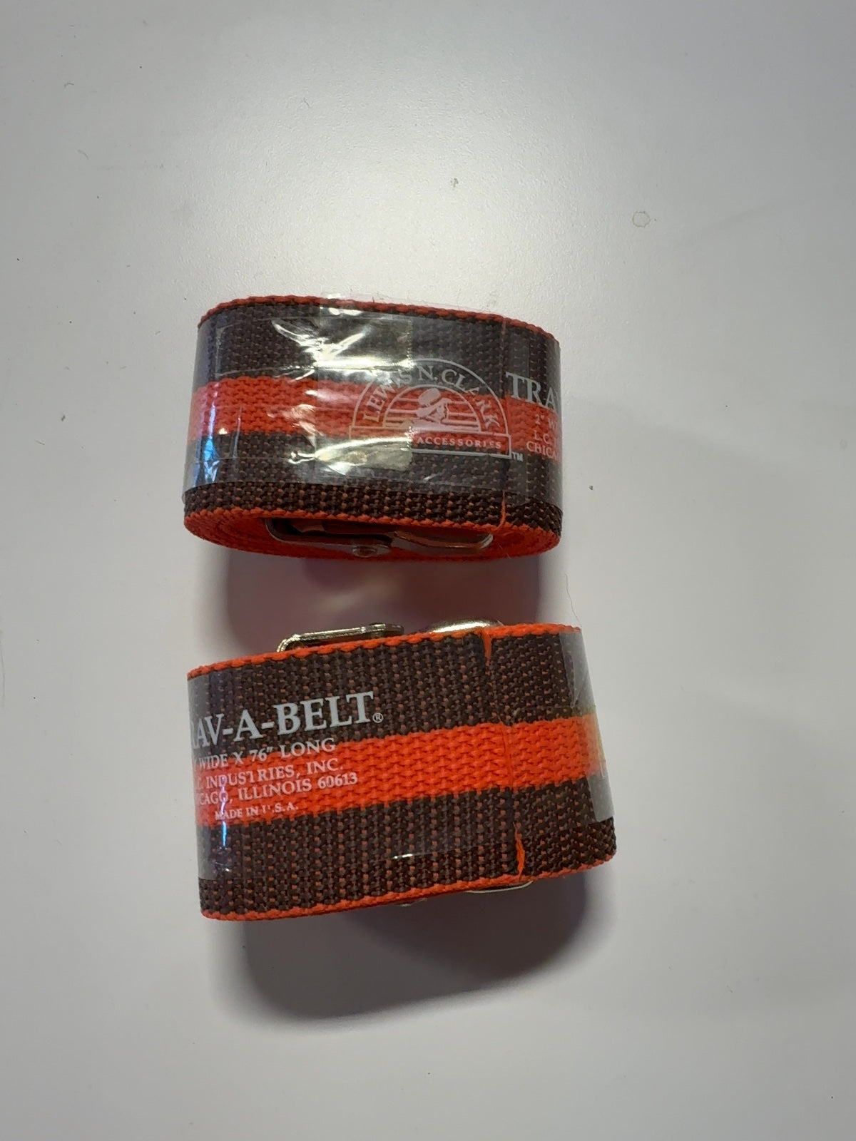 Lewis N. Clark Trav-A-Belt Luggage Straps 2" x 76" Set of 2 NOS Orange