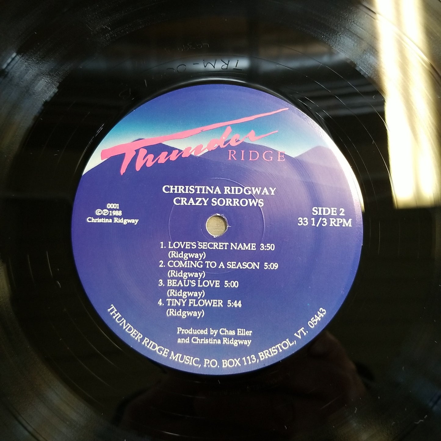 Christina Ridgway - Crazy Sorrows (1988, Thunder Ridge Music) VG+/VG+
