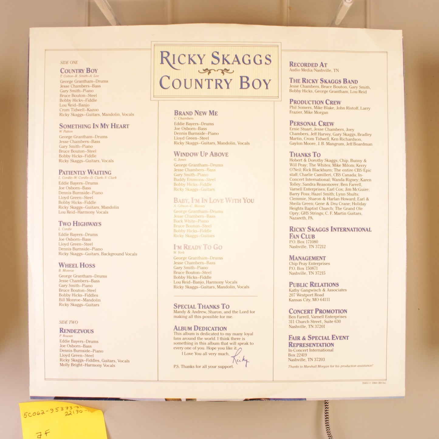 Ricky Skaggs - Country Boy (1984, Epic)