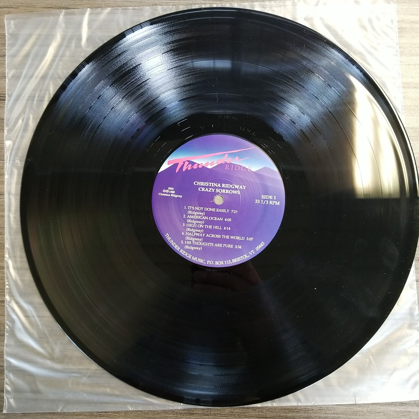 Christina Ridgway - Crazy Sorrows (1988, Thunder Ridge Music) VG+/VG+