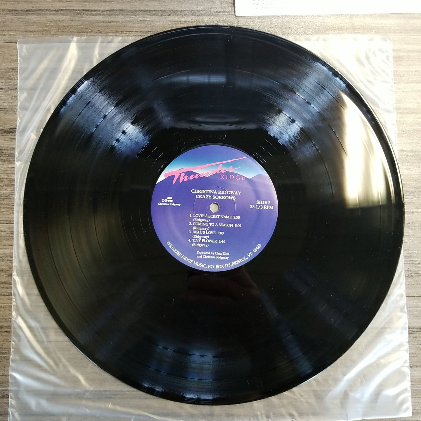 Christina Ridgway - Crazy Sorrows (1988, Thunder Ridge Music) VG+/VG+