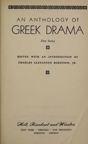 Anthology of Greek Drama — cover